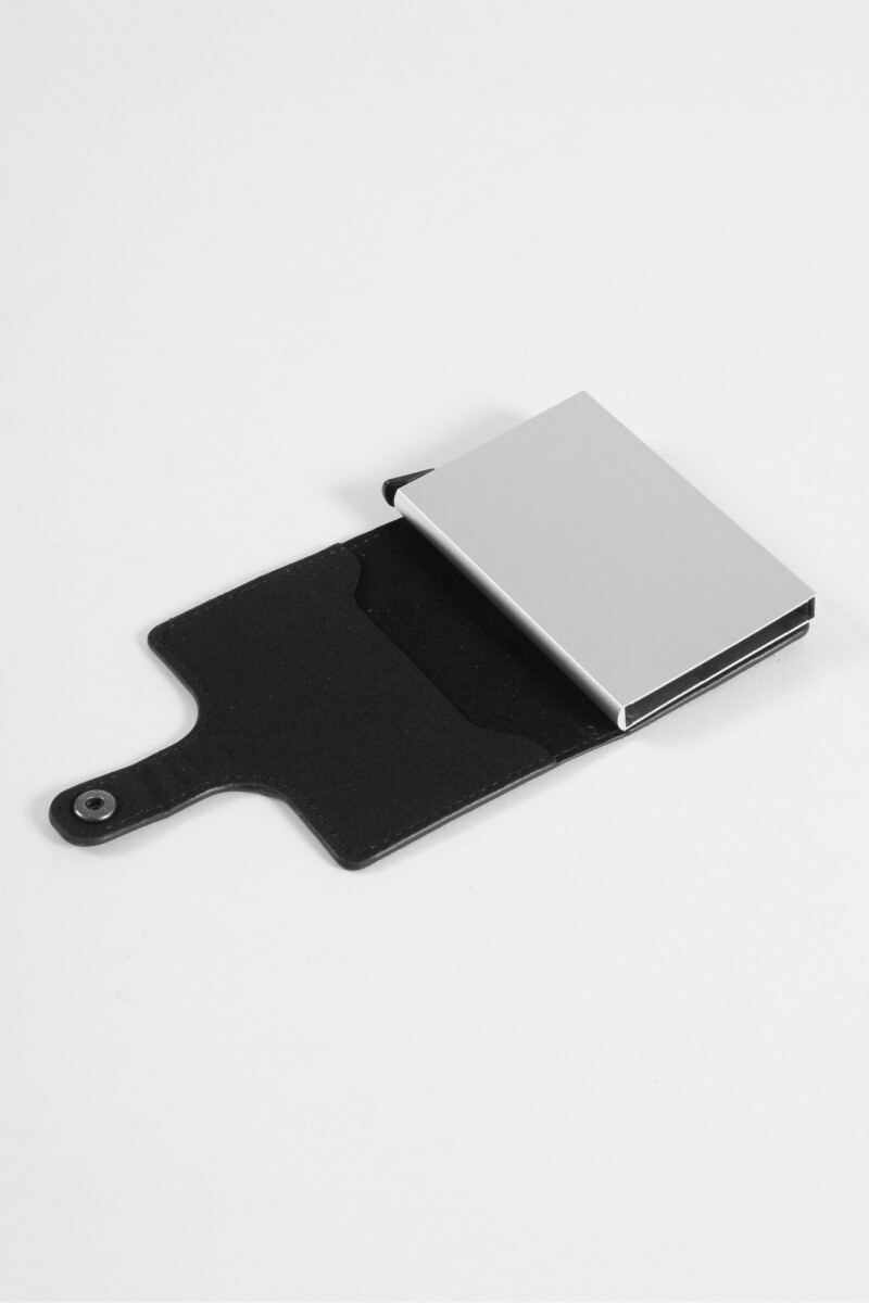 Tarjetero cuero vegano bloqueo RFID negro