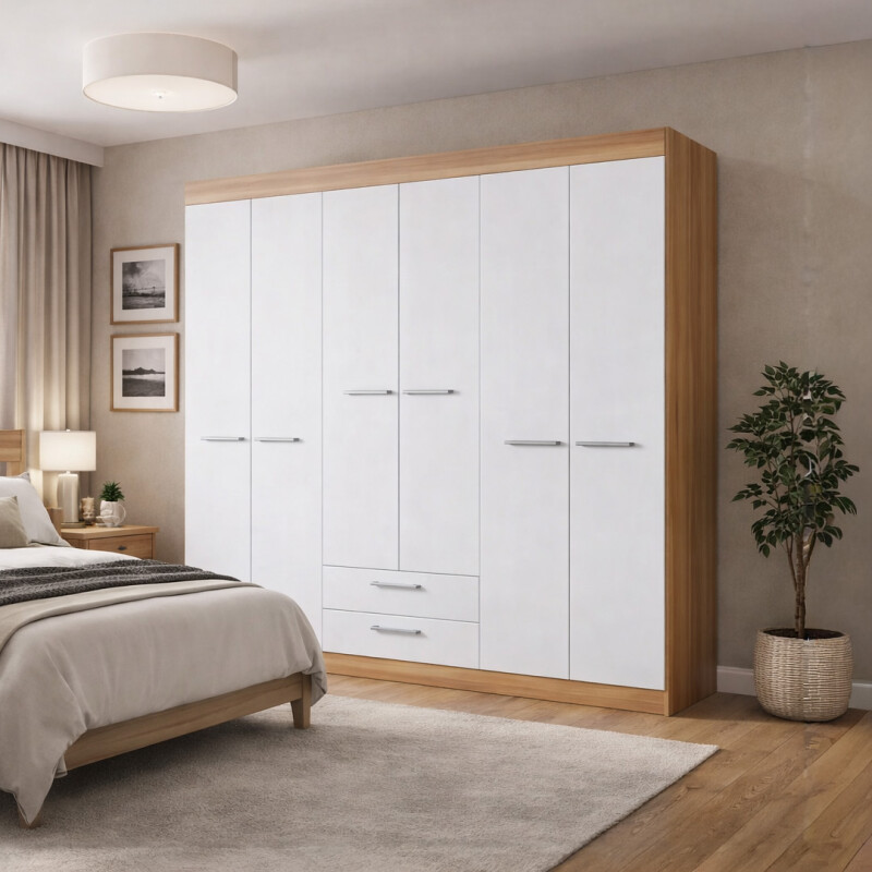 ROPERO 6 PUERTAS CON ARMADO INCLUIDO ZONA METROPOLITANA Blanco Nogal Ropero 6 Puertas Con Armado Incluido Zona Metropolitana Blanco Nogal