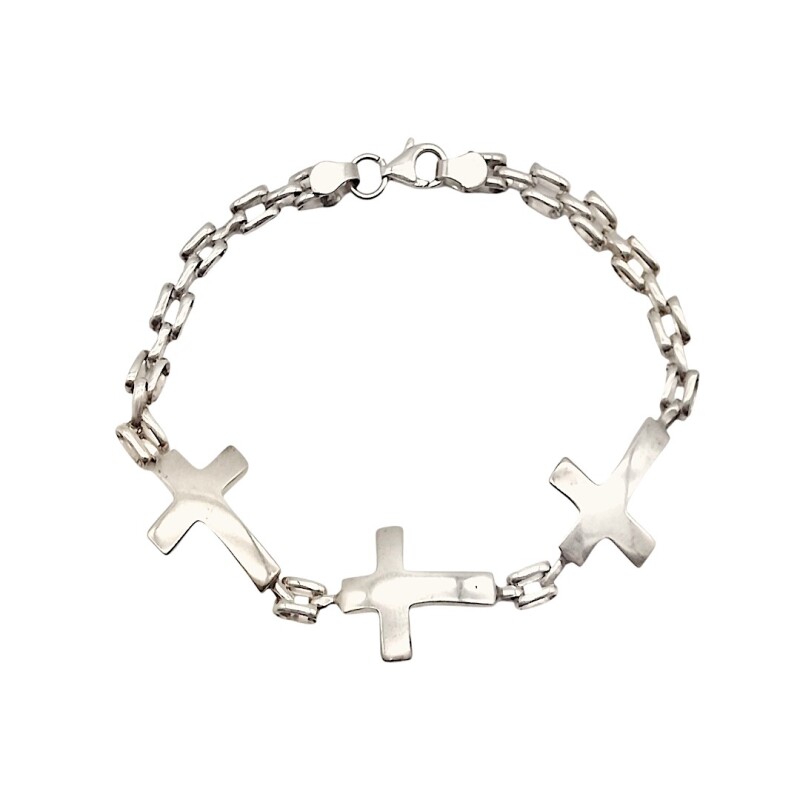 Pulsera Cruces-Plata 925-Sin Piedra-PU3346 sinpiedra