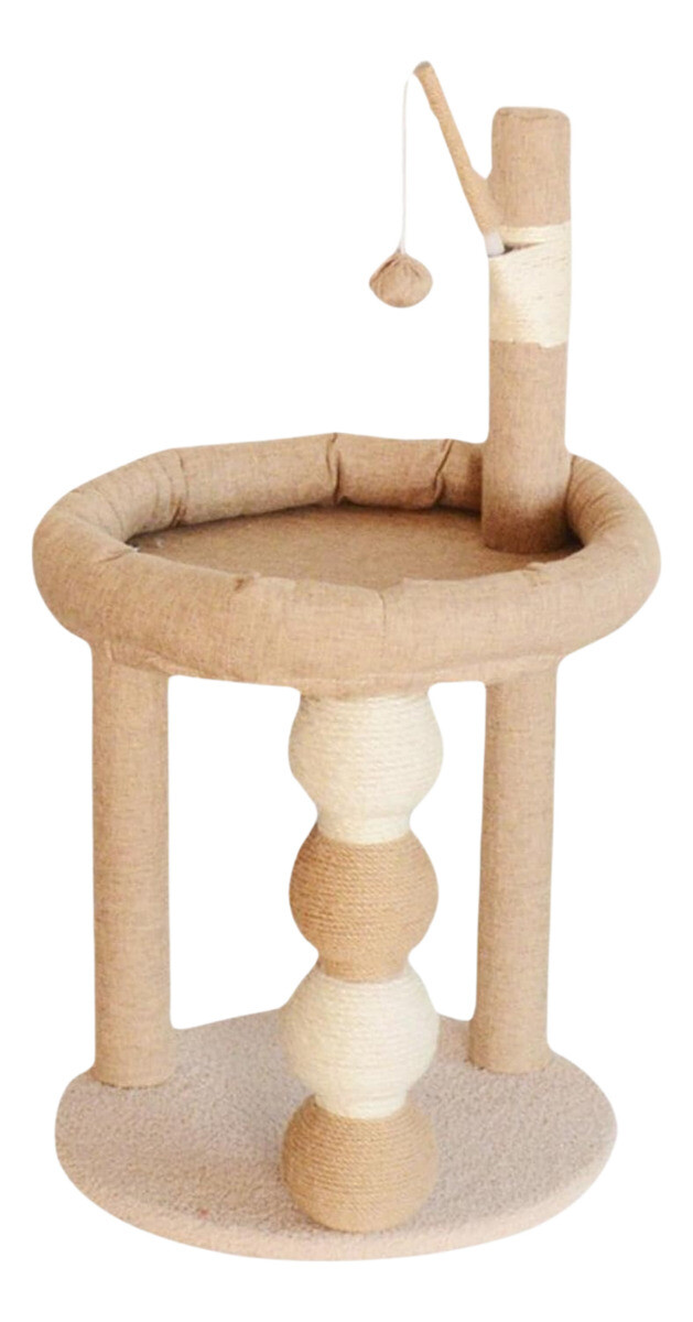 Rascador Para Gato Torre Con Felpa Forrado En Sisal Juego - Beige 