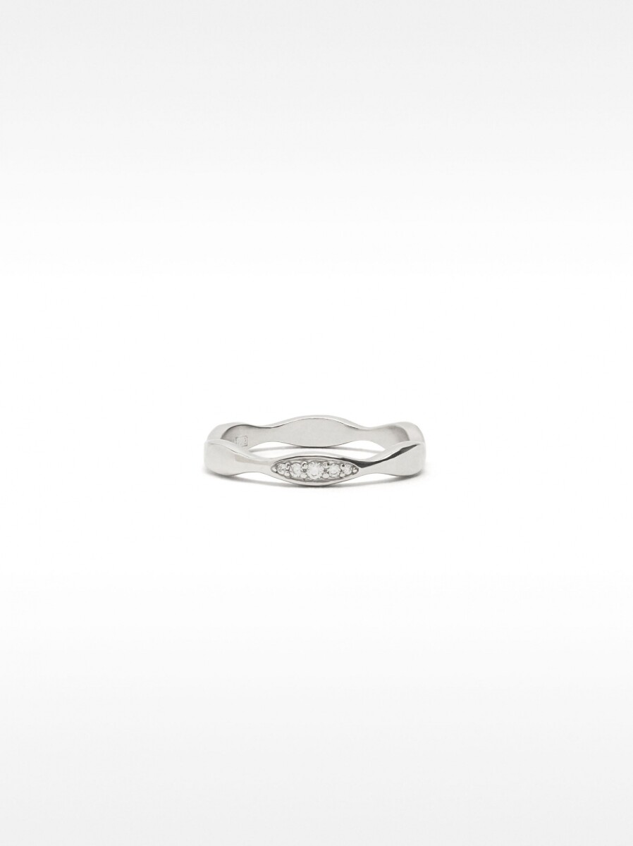 Anillo De Onda Con Circonitas – Plata De Ley 925 - plateado 