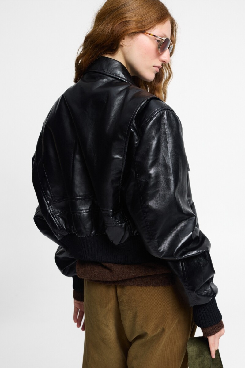 CHAQUETA BIKER CORTA Negro