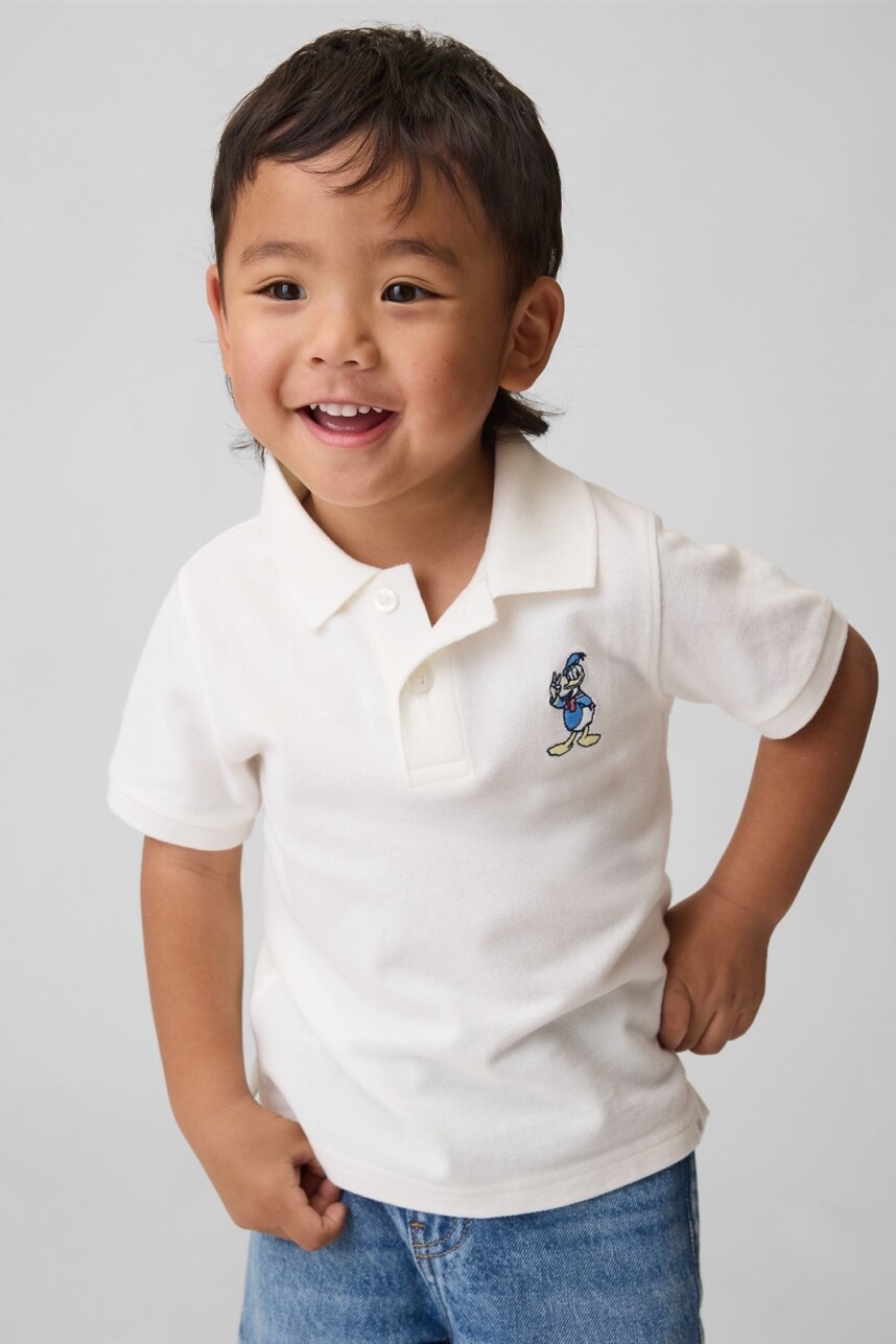 Remera Tipo Polo Disney Toddler Niño New Off White