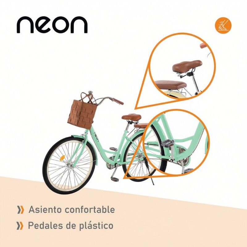 Bicicleta Urbana Rodado 26 con Canasto Vintage Verde