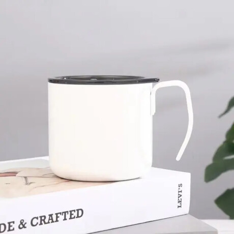 Taza térmica con asa y tapa 350ml Blanco