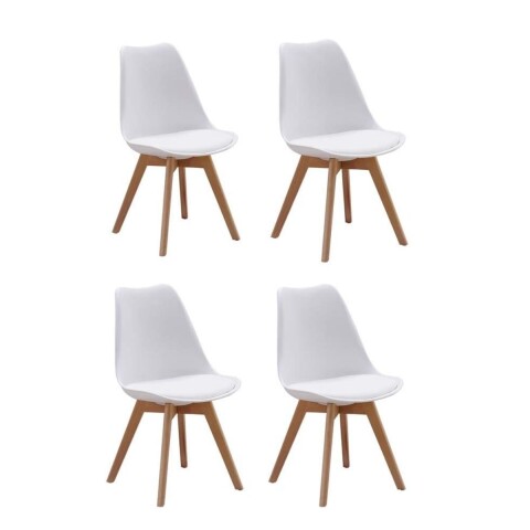 Silla De Comedor Set X4 Eames Nordica De Madera Nueva Asiento Acolchado Relleno Espuma Nuevo Imback Color Blanco Silla De Comedor Set X4 Eames Nordica De Madera Nueva Asiento Acolchado Relleno Espuma Nuevo Imback Color Blanco