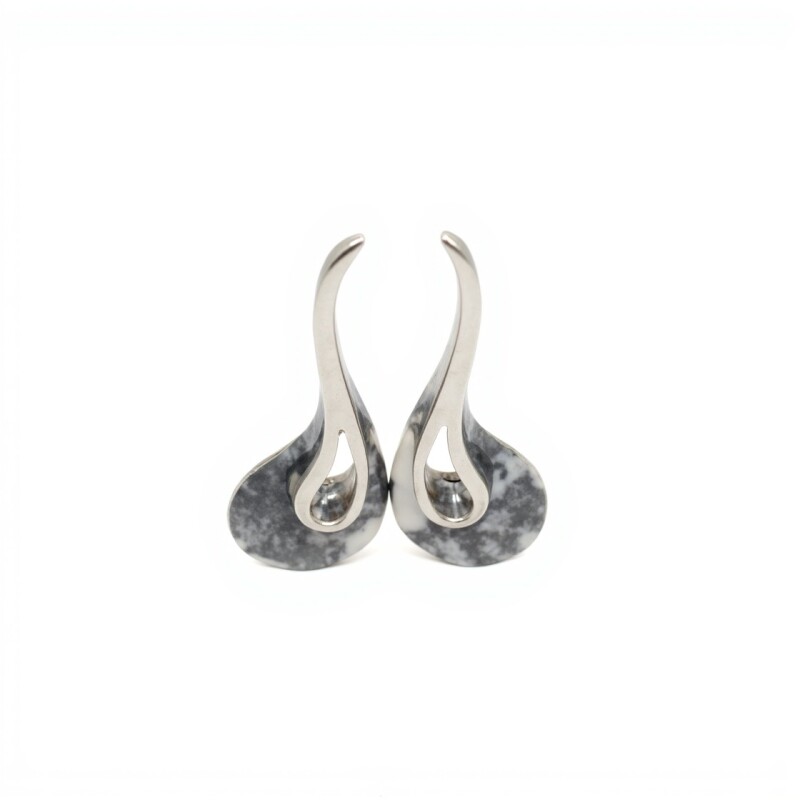 Caravanas Gota-Plata 925-Piedra Zirconia y turquesa blanca-CA3159 conpiedra