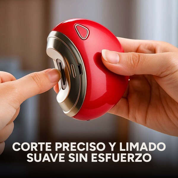 Corta Uñas Eléctrico Portátil USB C/ Función Lima Recargable Color Rojo