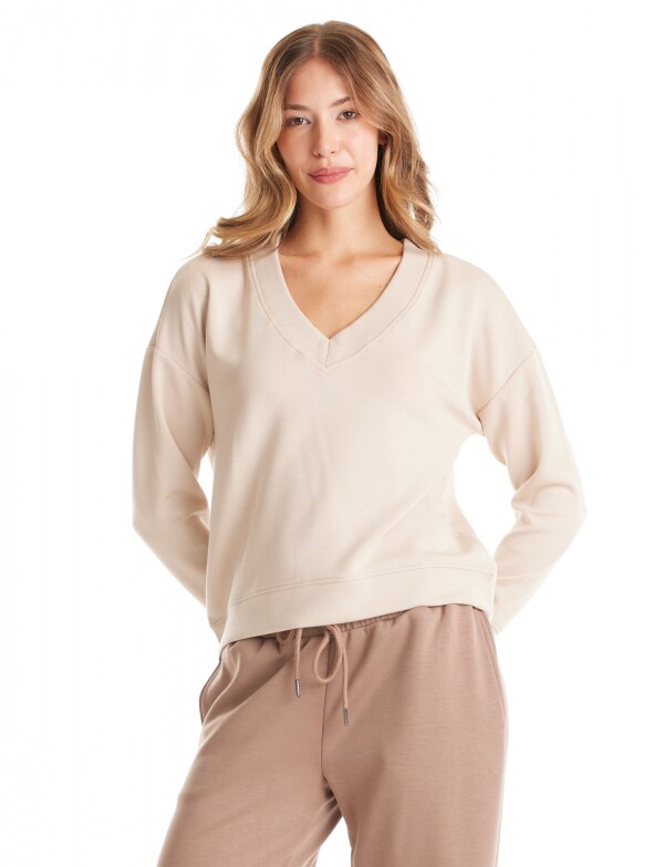 Buzo Modal Esc V BEIGE