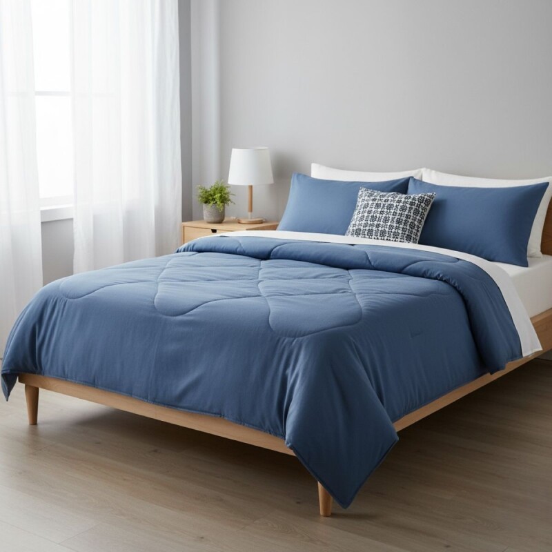 JGO EDREDON AZUL QUEEN 270X240CM 3PZAS Unica