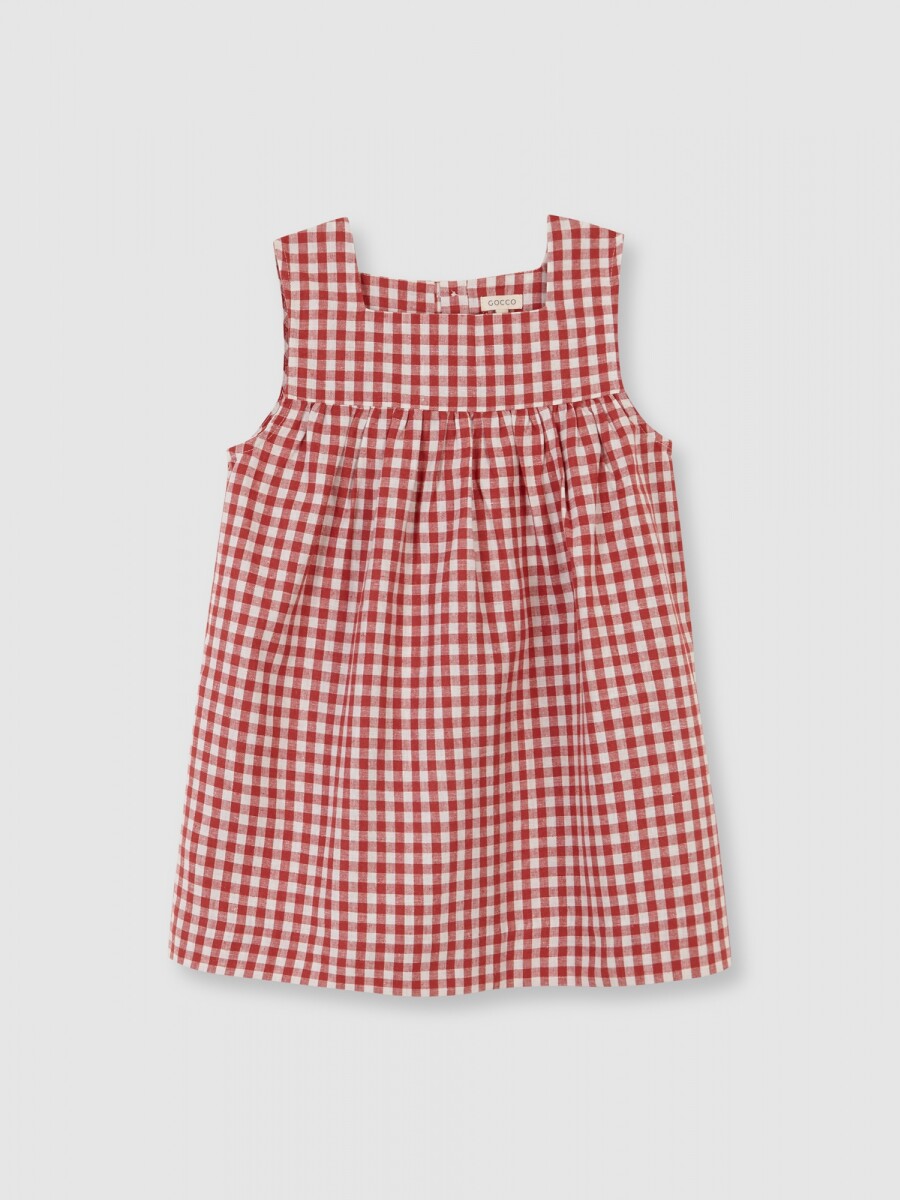 Vestido Con Delantal Piedra