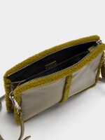 Bolso Bandolera Bordes Efecto Pelo caqui