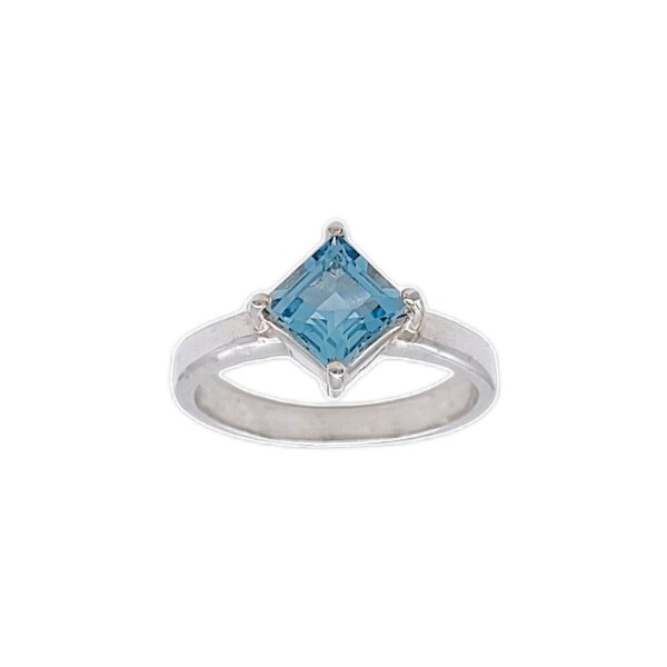 Anillo Rombo-Plata rodinada-Piedra Aguamarina-AN2014 conpiedra