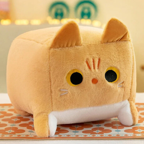 Peluche De Gatito Cuadrado Marrón