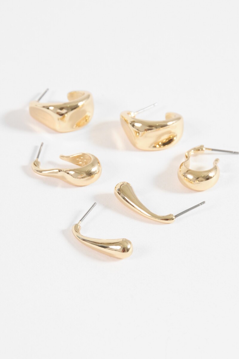 Set 3 aros wavy dorado