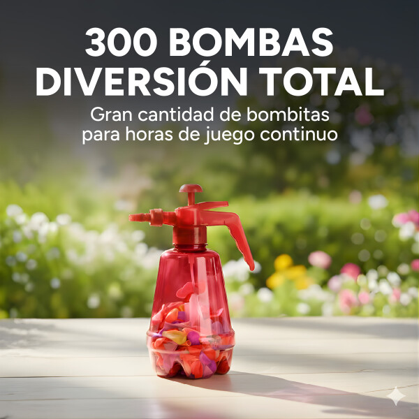 Bombitas De Agua 300 Unidades + Botella De Recarga Color Rojo