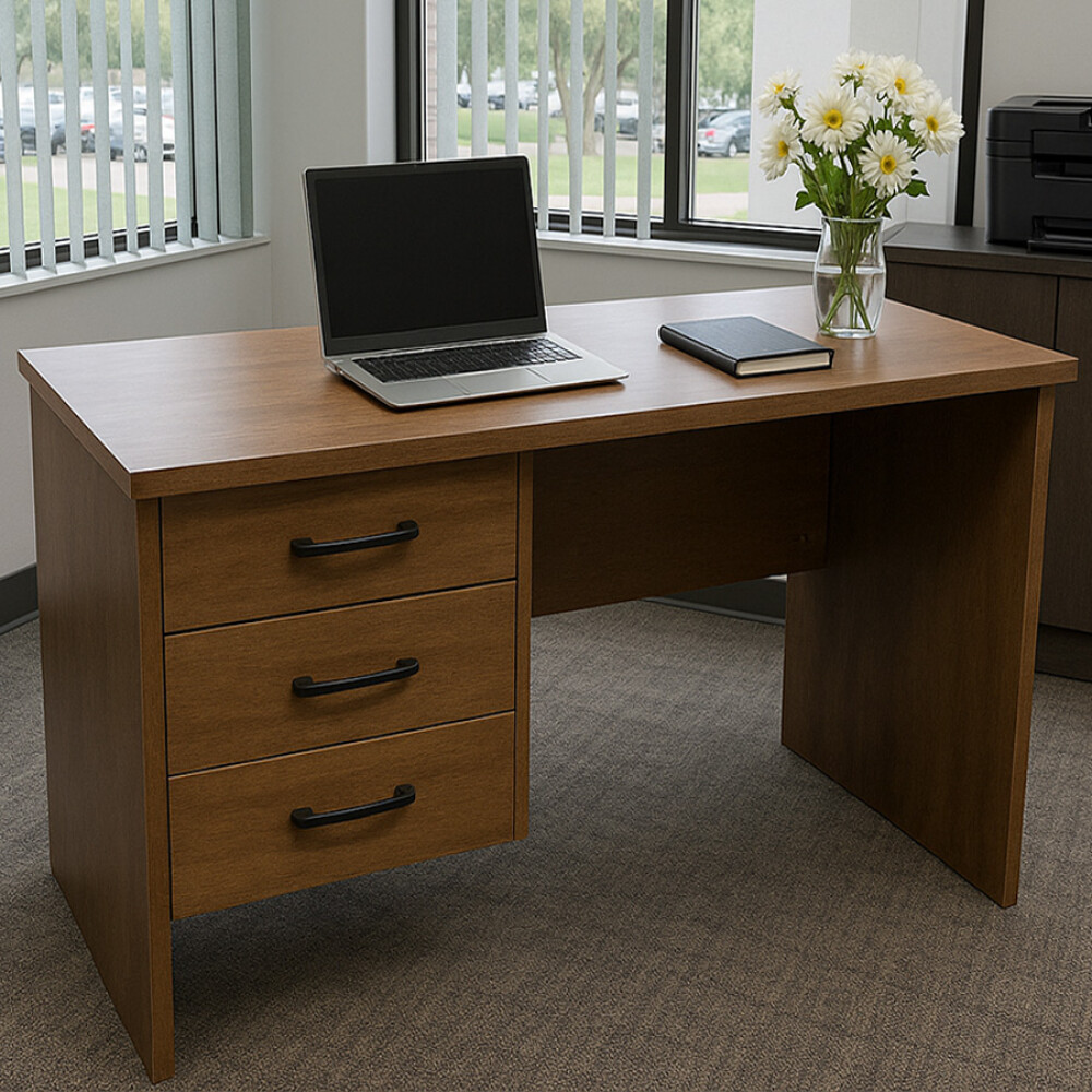 Escritorio MDF reforzado 3 cajones con llave Marrón