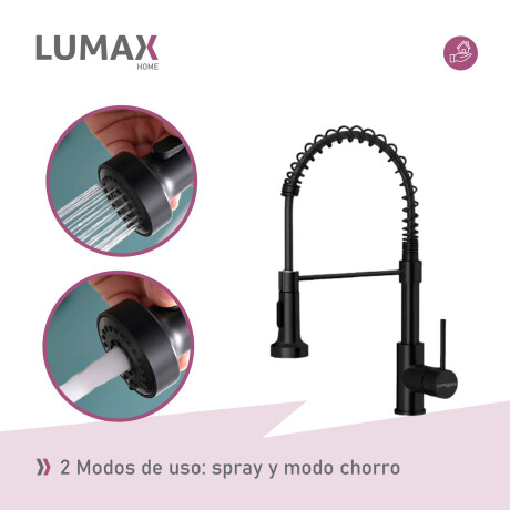 Canilla Monomando Lavaplatos Flexible Griferia Cocina Negro Mate