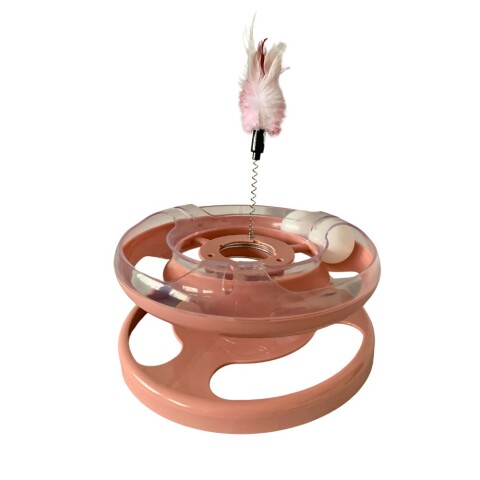 Juguete para Gatos Disco con Plumas Rosa Juguete para Gatos Disco con Plumas Rosa