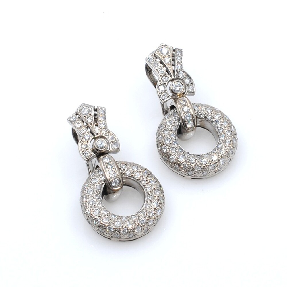 Par de caravanas oro 18k y brillantes Par de caravanas oro 18k y brillantes