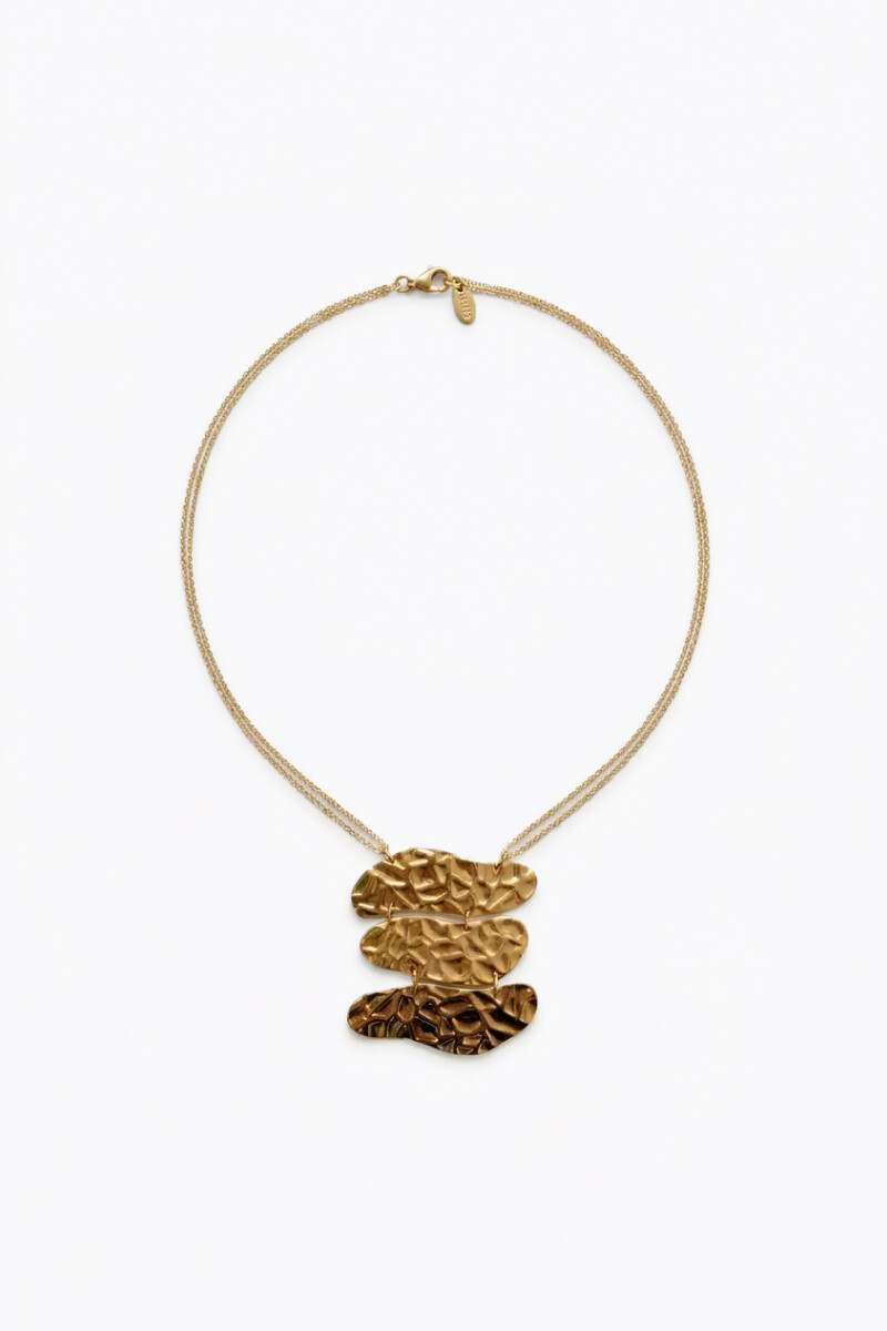 Collar de acero machacado dorado