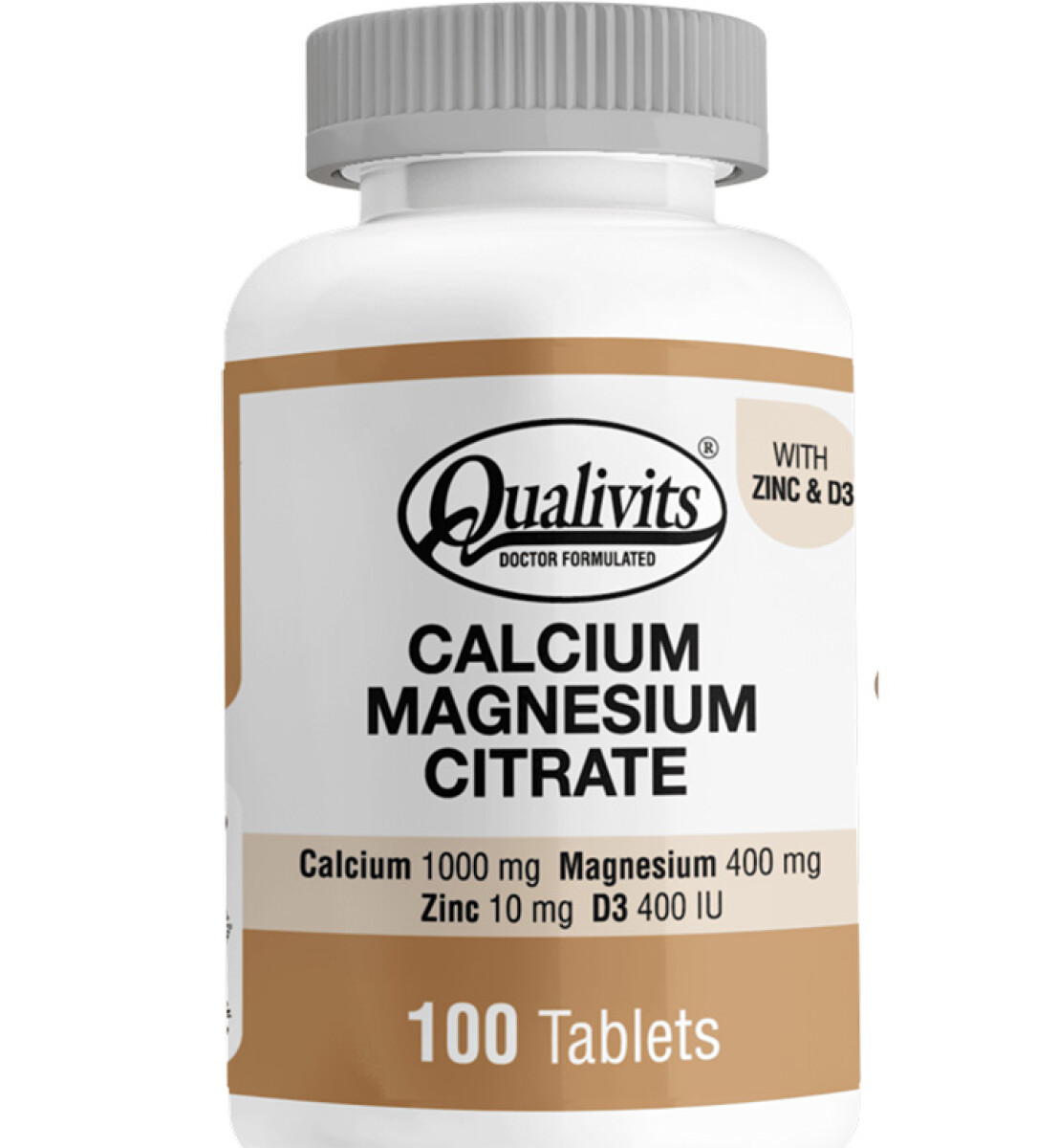 Qualivits - Calcio + Citrato de Magnesio - 100 Tabletas 