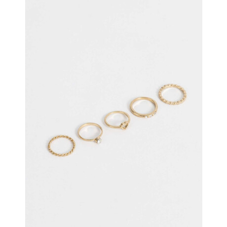 Sets De Anillos Con Strass Crystal Dorado
