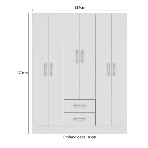 Ropero Armario 6 puertas 2 cajones con estantes y perchero 170 x 134 x 36 cm - Blanco Ropero Armario 6 puertas 2 cajones con estantes y perchero 170 x 134 x 36 cm - Blanco