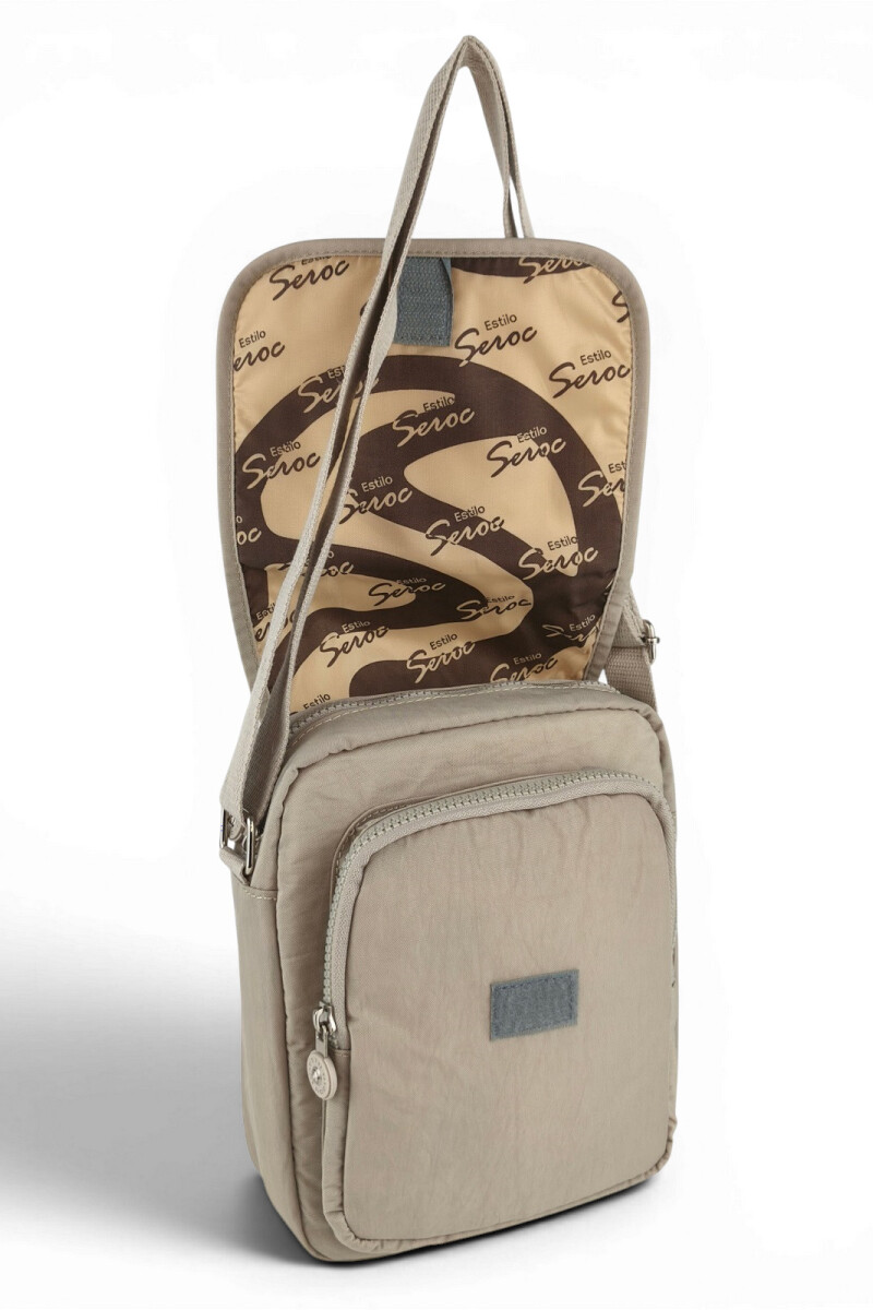 Morral Cruzado (Bandolera) en Tafeta Amasada Beige