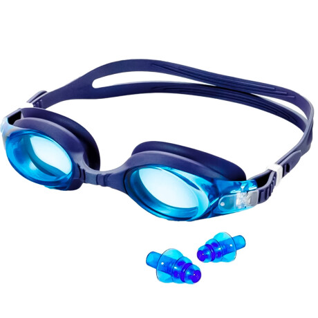 Lentes Natación Agua Piscina + Tapones P/ Niño Adulto Azul
