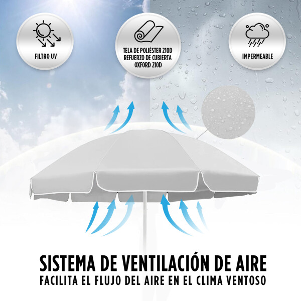 Combo Sombrilla Gris de Playa con Protección UV + Base Ancla Espiral - IMBACK Combo Sombrilla Gris de Playa con Protección UV + Base Ancla Espiral - IMBACK