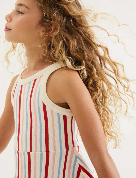 VESTIDO INFANTIL CON ESTAMPADO BEIGE