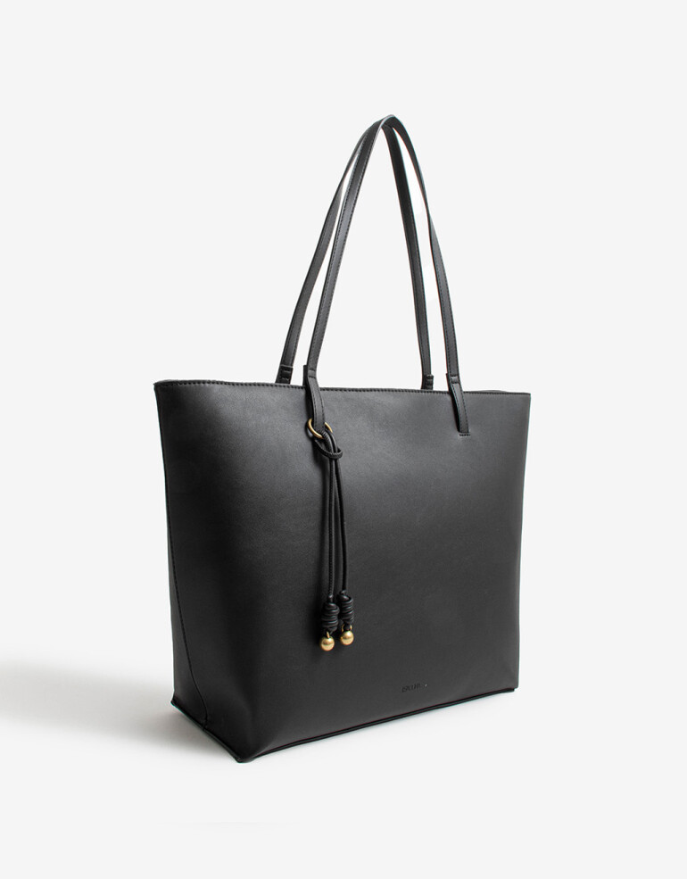 Shopper Shopper Doble Asa Con Charm - Negro