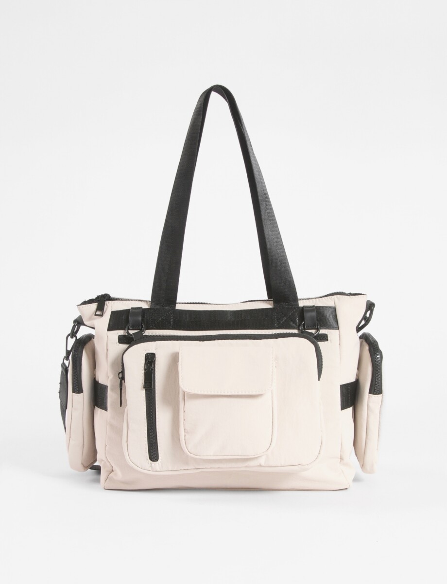 Cartera con bolsillo removible y correa regulable - beige 