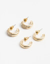 Aros Argollas Set Strass Set Argollas Strass - Plateado Rodio