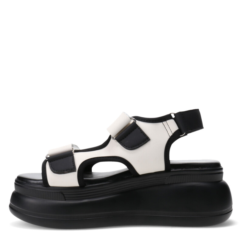 Sandalia de Mujer Miss Carol SAIGNON con velcros y plataforma Blanco Hueso - Negro