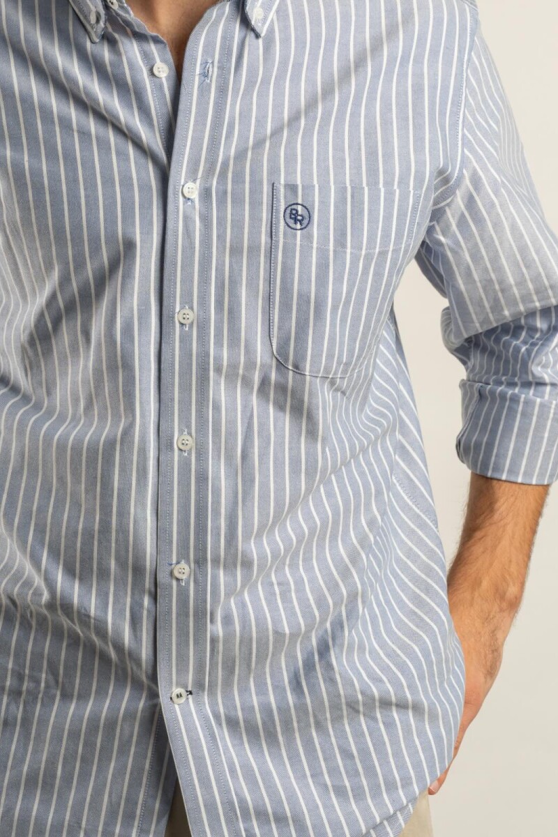 Camisa Oxford Rayada Brixton Butcher Azul