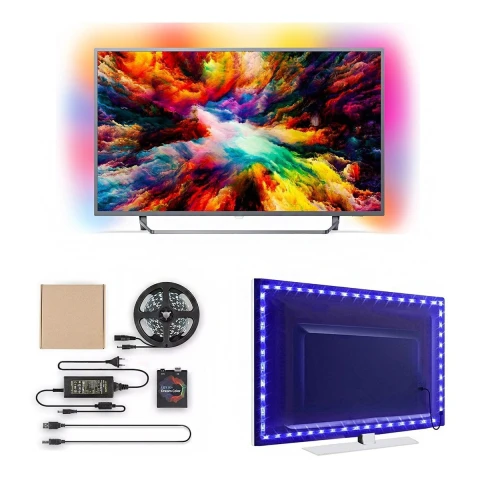 Cinta Tira Luces Led Rgb 4 Metros Ambilight Monitor Tv Y + Cinta Tira Luces Led Rgb 4 Metros Ambilight Monitor Tv Y +