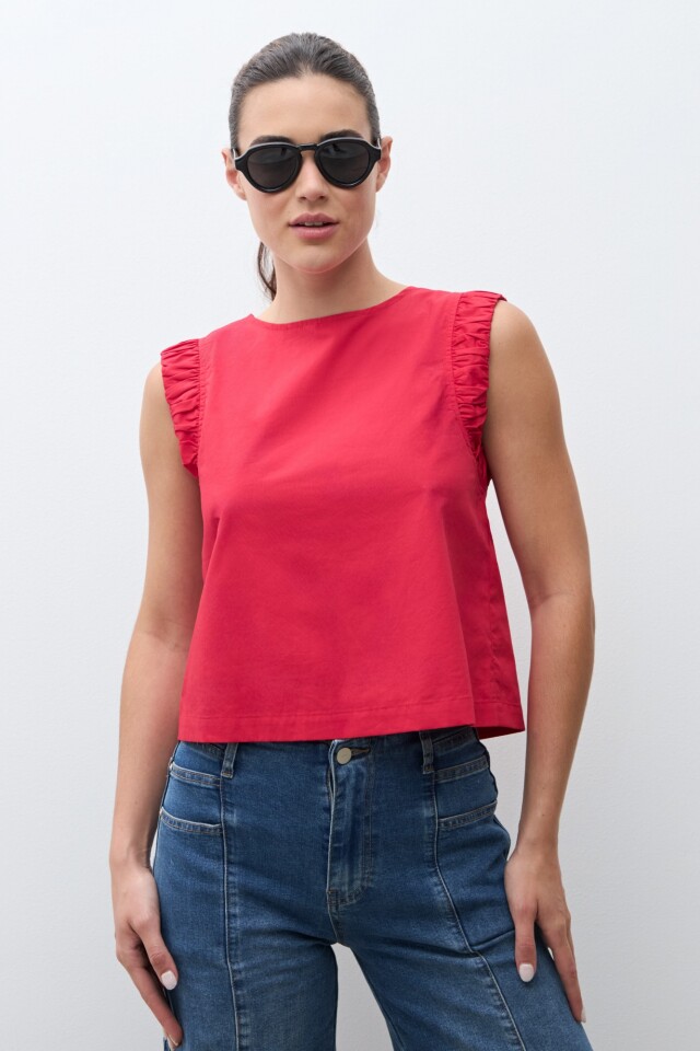 Blusa con sisa drapeada rojo