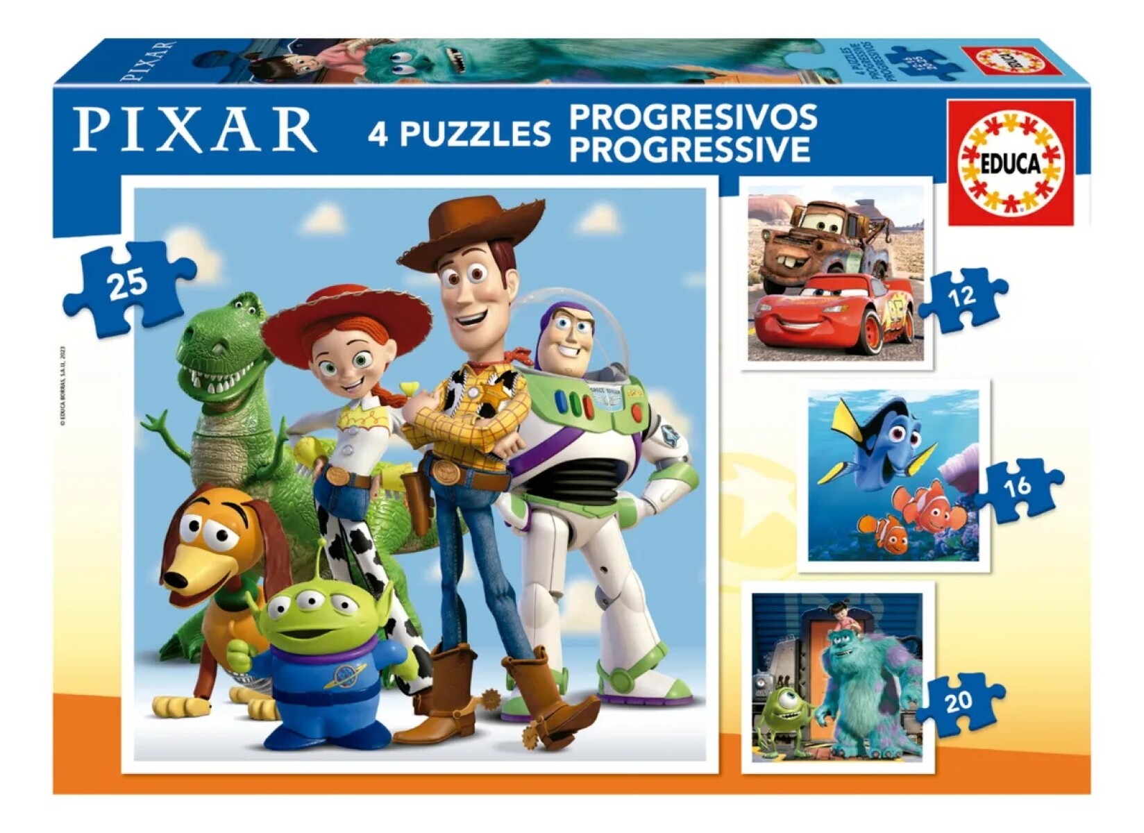 Puzzle Progresivo Educa - Pixar Disney 12 16 20 25 Piezas 