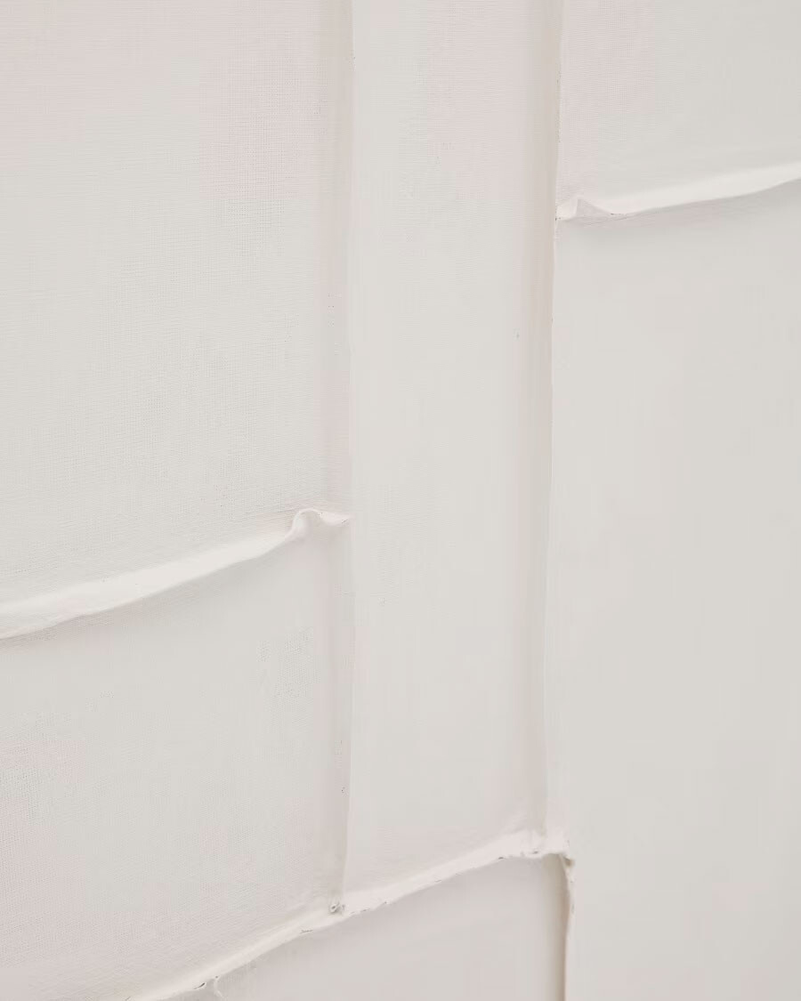Cuadro Klis de lino con formas geométricas blanco 60 x 90 cm