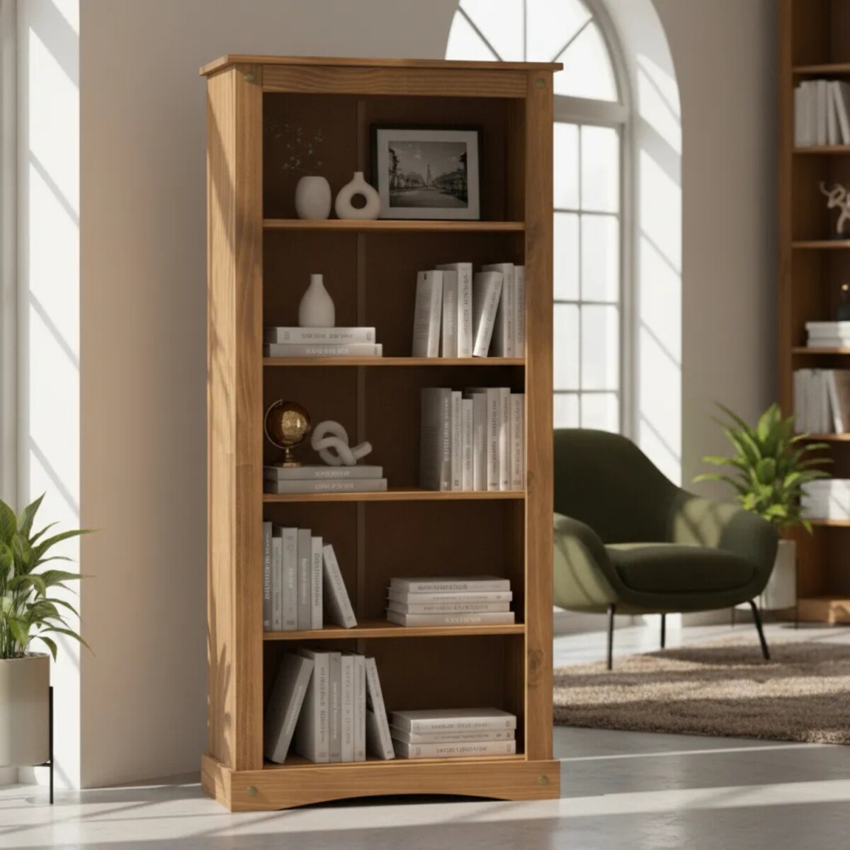 Estantería Biblioteca Lumax 5 Niveles 180x80x38 cm madera maciza 