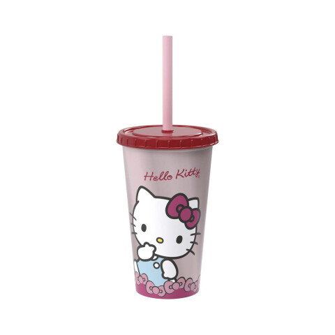 Vaso Plástico con Pajita Hello Kitty 500 ml U