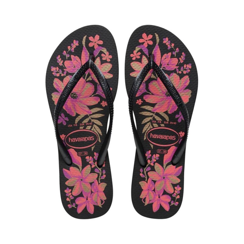 Sandalias Havaianas Slim Organic Mujer Negro/gris/gold