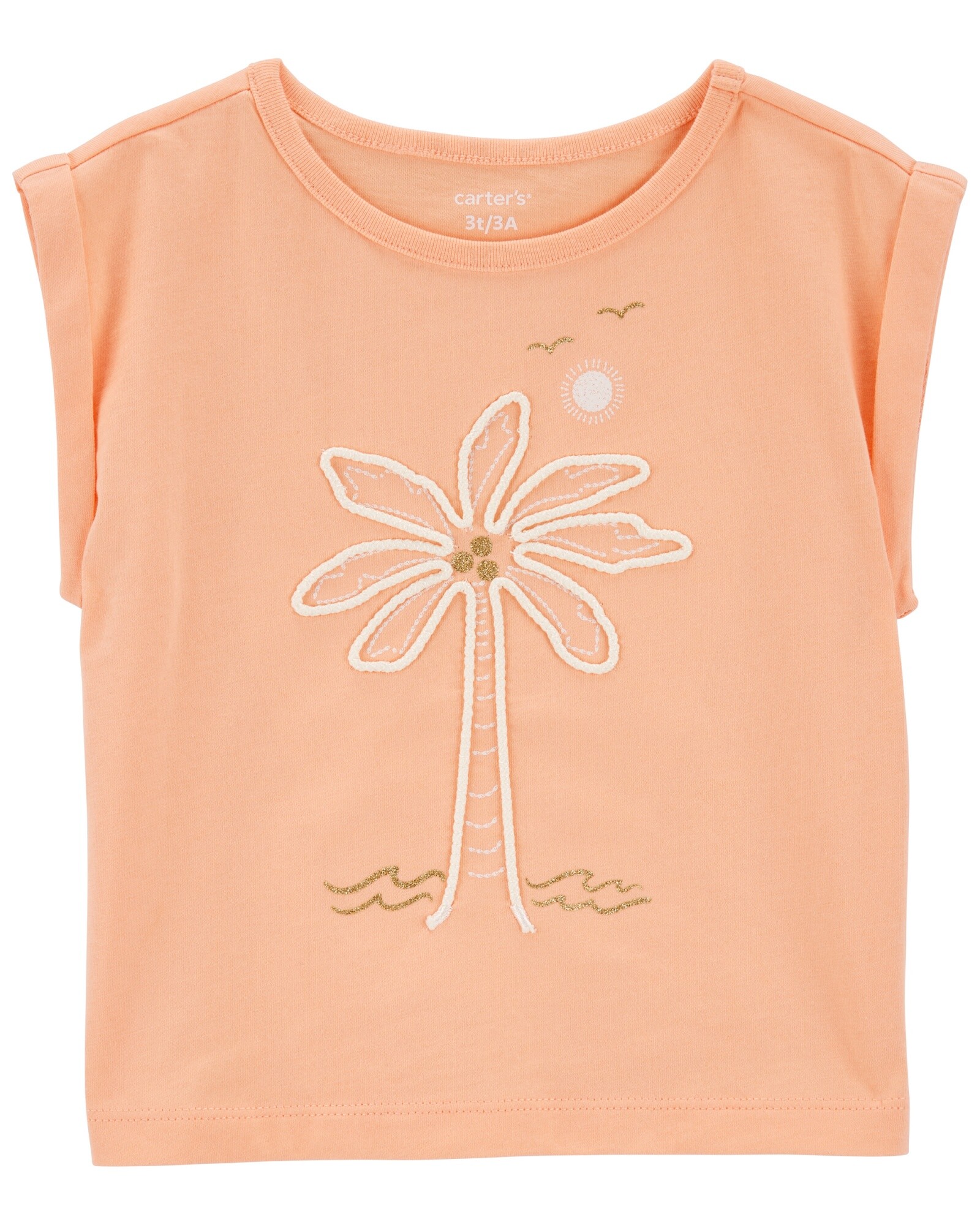 Musculosa de algodón, con palmera bordada Sin color