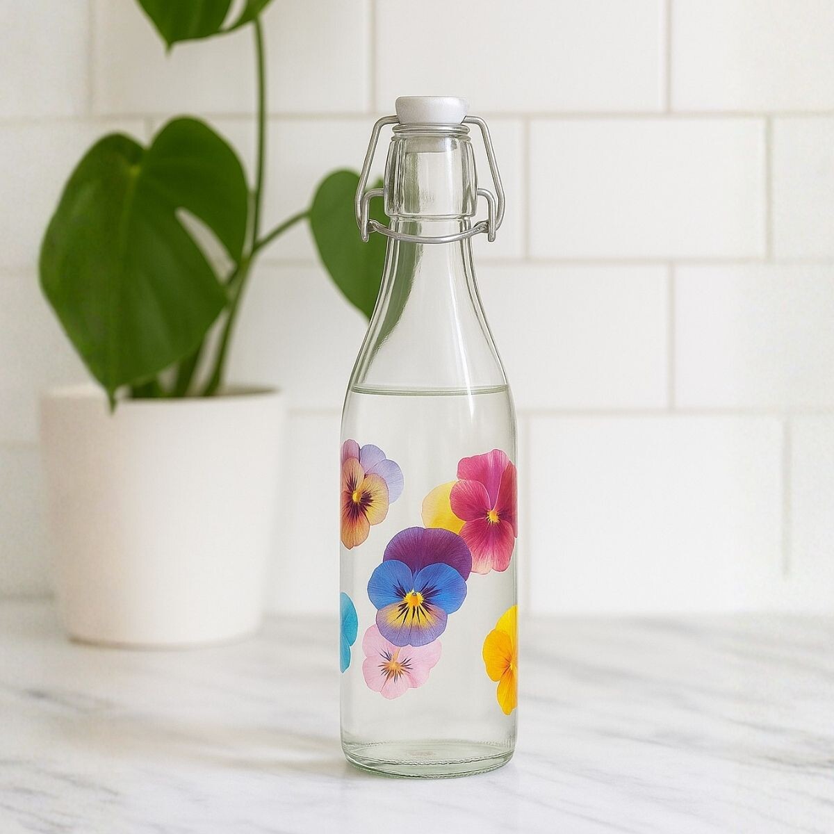 BOTELLA POP FLOWER BLANCO 