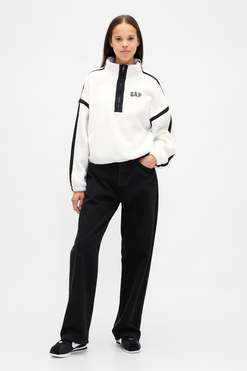 Buzo Polar Medio Cierre Logo Gap Mujer New Off White