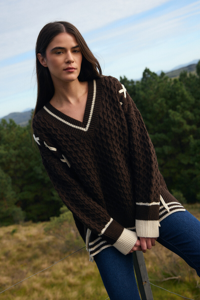 Sweater Preppy Crudo/Marron