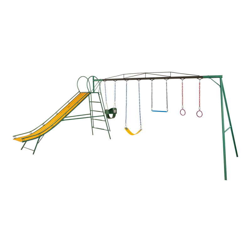 Juego Combinado Infantil con tobogán N°4. hamacas de cincha, hamaca de bebé, trapecio y par de aros. Juego Combinado Infantil con tobogán N°4. hamacas de cincha, hamaca de bebé, trapecio y par de aros.