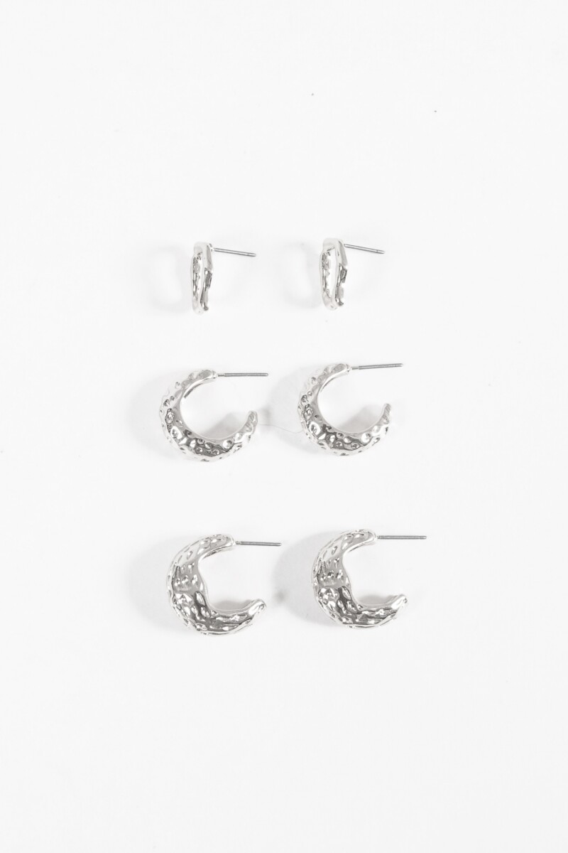 Set de aros labrados plateado